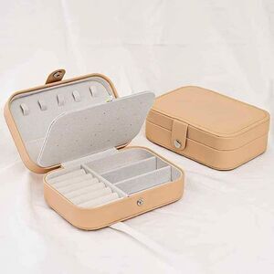 Golden Soft Leather Classic Jewelry Travel Organizer w/Snap Closure